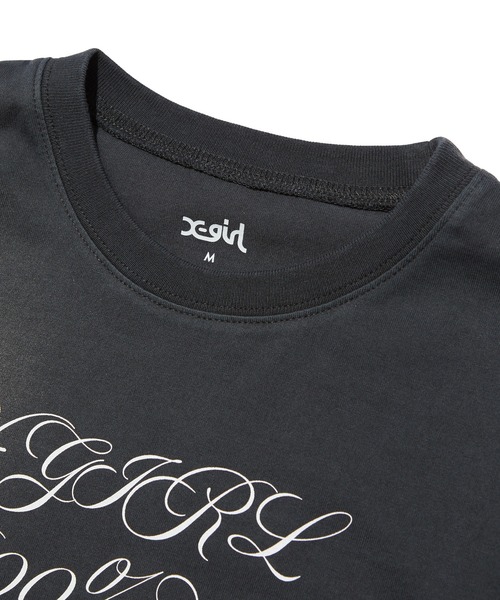 X-girl（エックスガール）の「FADED SCRIPT LOGO S/S BABY TEE（Tシャツ/カットソー・レディース・ブラック/オリーブ/ベージュ・S/M）」の12枚目の写真