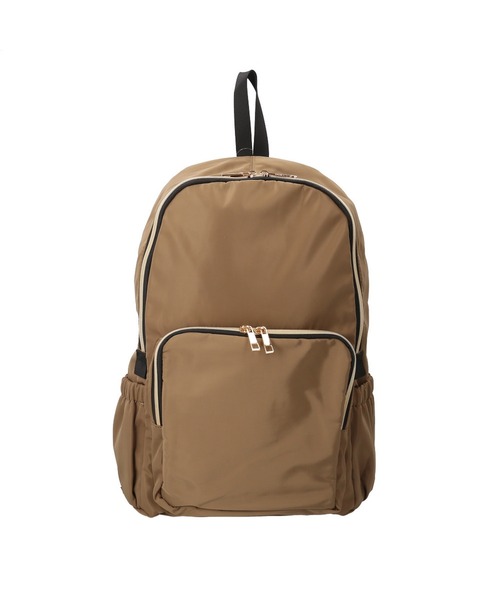 Rename（リネーム）の「Rename ゴールドファスナーマルチポケット デイバッグ（バックパック/リュック・レディース・ブラック/モカ・FREE）」の2枚目の写真