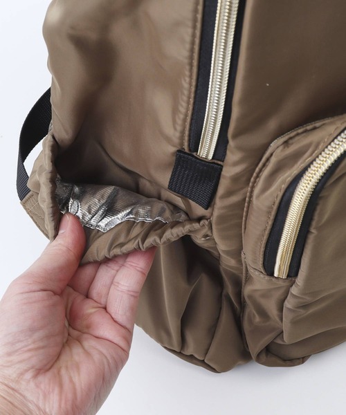 Rename（リネーム）の「Rename ゴールドファスナーマルチポケット デイバッグ（バックパック/リュック・レディース・ブラック/モカ・FREE）」の3枚目の写真