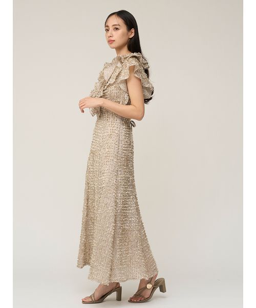 SNIDEL(スナイデル)の「ファブリックフリルドレス(ドレス・レディース・グリーン/グレイッシュベージュ/アイボリー・1/0)」の7枚目の写真