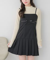 裾プリーツキャミワンピース