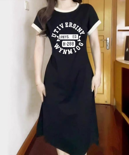 Flugge(フラッジー)の「リンガーロゴtシャツワンピ(ワンピース・レディース・ホワイト/ブラック・LARGE/MEDIUM)」の3枚目の写真