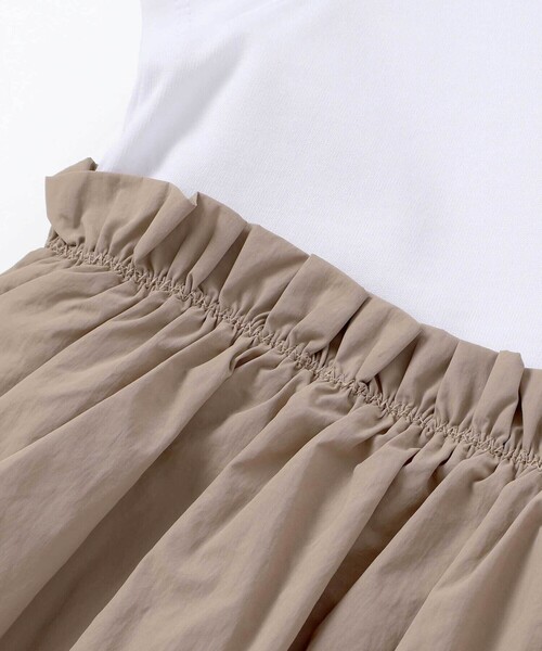 BeBe(ベベ)の「タフタ×天竺ギャザー切り替え半袖ワンピース(ワンピース・キッズ・ピンク/ベージュ・150cm/140cm/130cm/120cm/110cm)」の19枚目の写真