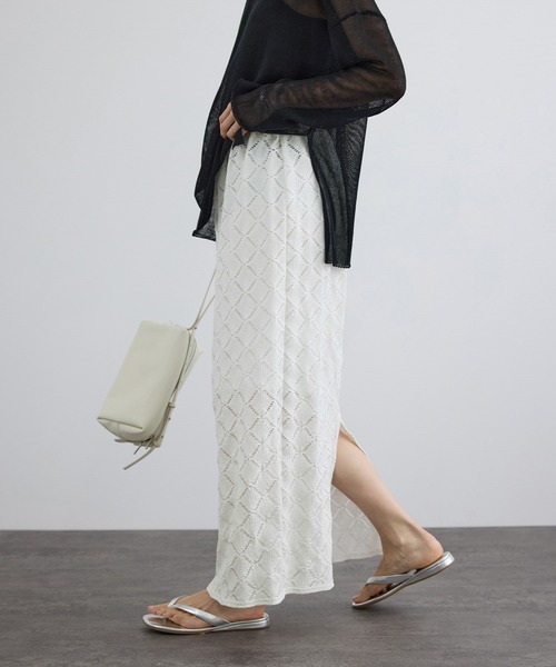 SALON adam et rope'（サロン アダム エ ロペ）の「Cafissiダイヤパターンスカート / セットアップ対応（スカート・レディース・ブラック/オフホワイト・FREE）」の6枚目の写真