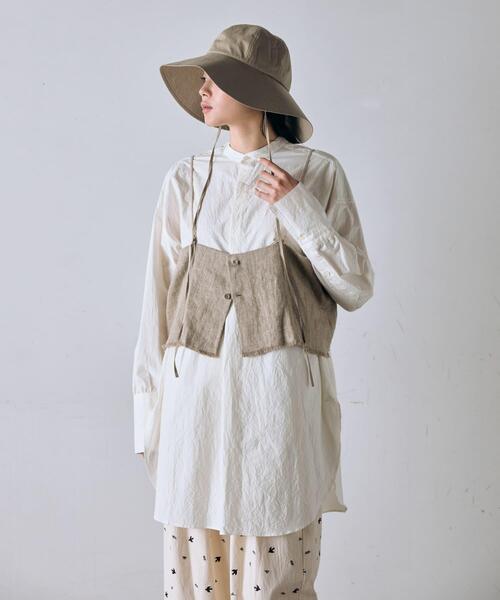 かぐれ（カグレ）の「セミウェットリネンキャミソール（その他トップス・レディース・ナチュラル/ブラック・FREE）」の2枚目の写真