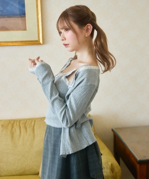 TITTY&CO.（ティティーアンドコー）の「レースキャミソール＆カーディガンセット（アンサンブル・レディース・ホワイト/グレー/ブラック・FREE）」の14枚目の写真