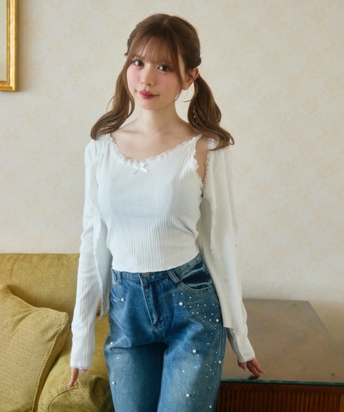 TITTY&CO.（ティティーアンドコー）の「レースキャミソール＆カーディガンセット（アンサンブル・レディース・ホワイト/グレー/ブラック・FREE）」の20枚目の写真