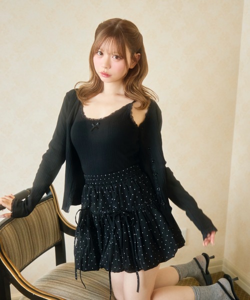 TITTY&CO.（ティティーアンドコー）の「レースキャミソール＆カーディガンセット（アンサンブル・レディース・ホワイト/グレー/ブラック・FREE）」の8枚目の写真