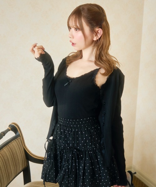 TITTY&CO.（ティティーアンドコー）の「レースキャミソール＆カーディガンセット（アンサンブル・レディース・ホワイト/グレー/ブラック・FREE）」の9枚目の写真