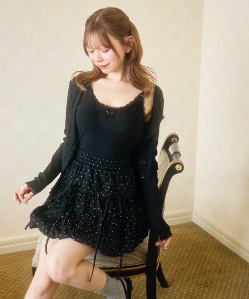 TITTY&CO.（ティティーアンドコー）の「レースキャミソール＆カーディガンセット（アンサンブル・レディース・ホワイト/グレー/ブラック・FREE）」の12枚目の写真