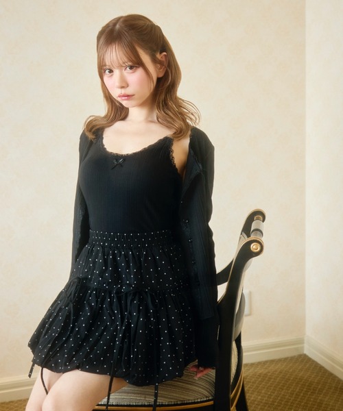 TITTY&CO.（ティティーアンドコー）の「レースキャミソール＆カーディガンセット（アンサンブル・レディース・ホワイト/グレー/ブラック・FREE）」の7枚目の写真