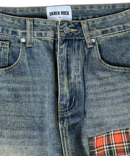SK8ER ROCK(スケーターロック)の「Patchwork Denim Wide Pants ((beige indigo))(デニムパンツ・レディース・その他・SMALL/MEDIUM/LARGE)」の3枚目の写真