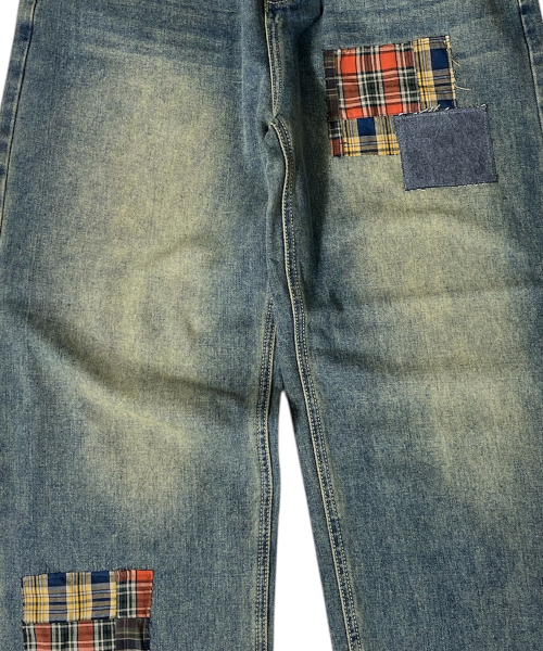 SK8ER ROCK(スケーターロック)の「Patchwork Denim Wide Pants ((beige indigo))(デニムパンツ・レディース・その他・SMALL/MEDIUM/LARGE)」の5枚目の写真