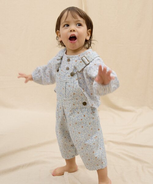 CIAOPANIC TYPY（チャオパニックティピー）の「【BABY】【Qinn】ムジ柄ダックサロペット：80～100cm（その他ベビーウェア・キッズ・サックスブルー/オフホワイト/ブラウン・90/80/100）」の3枚目の写真