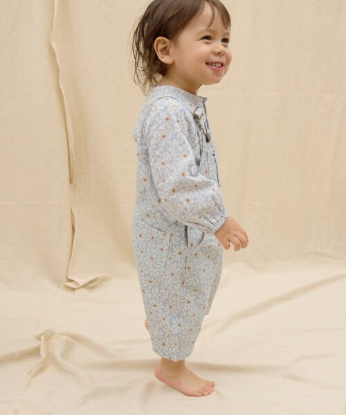 CIAOPANIC TYPY（チャオパニックティピー）の「【BABY】【Qinn】ムジ柄ダックサロペット：80～100cm（その他ベビーウェア・キッズ・サックスブルー/オフホワイト/ブラウン・90/80/100）」の4枚目の写真