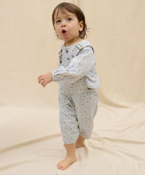 CIAOPANIC TYPY（チャオパニックティピー）の「【BABY】【Qinn】ムジ柄ダックサロペット：80～100cm（その他ベビーウェア・キッズ・サックスブルー/オフホワイト/ブラウン・90/80/100）」の5枚目の写真