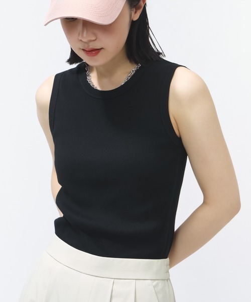 TIGORA（ティゴラ）の「ティゴラ TIGORA UVカットリブタンクトップ（タンクトップ・レディース・オフホワイト/ブラック/ネイビー・S/M/L/XL）」の2枚目の写真
