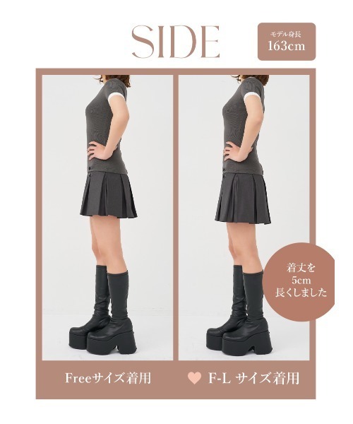 ベルトデザインロゴプリーツニットミニワンピース（ワンピース