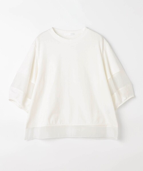 NICOLE white(ニコルホワイト)の「シアー切り替えTシャツ(Tシャツ/カットソー・レディース・オフホワイト/チャコールグレー/ボルドー/レッド/ブラック・FREE)」の8枚目の写真