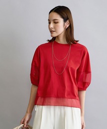 NICOLE white（ニコルホワイト）の「シアー切り替えTシャツ（Tシャツ/カットソー）」