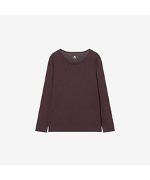 レディース チャラン スパン Uネック オーバーサイズ 長袖Tシャツ ダークブラウン