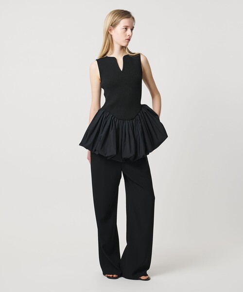 AEWEN MATOPH（イウエン マトフ）の「＜AEWEN MATOPH＞コンビバルーンノースリーブニット（ニット/セーター・レディース・ブラック/ベージュ・FREE）」の4枚目の写真