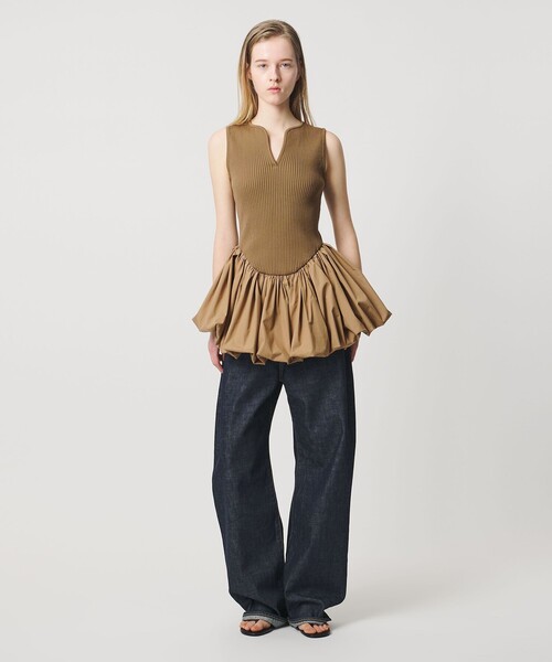 AEWEN MATOPH（イウエン マトフ）の「＜AEWEN MATOPH＞コンビバルーンノースリーブニット（ニット/セーター・レディース・ブラック/ベージュ・FREE）」の10枚目の写真