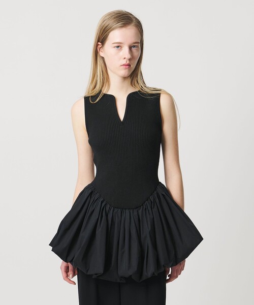 AEWEN MATOPH（イウエン マトフ）の「＜AEWEN MATOPH＞コンビバルーンノースリーブニット（ニット/セーター・レディース・ブラック/ベージュ・FREE）」の11枚目の写真