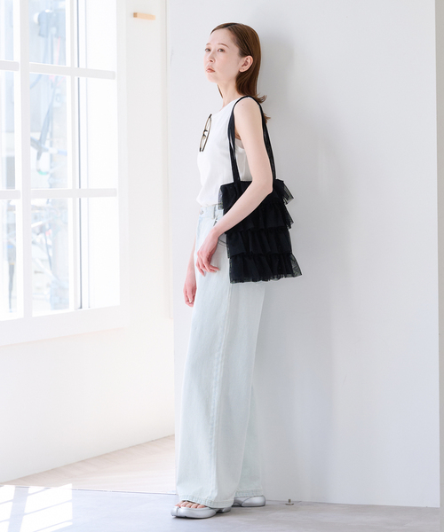 U by SPICK&SPAN(ユーバイスピックアンドスパン)の「Casselini / キャセリーニ メッシュフリルトート(トートバッグ・レディース・ブラック・FREE)」の4枚目の写真