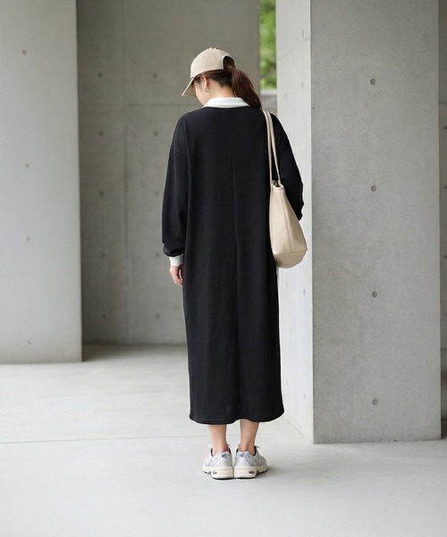 STYLE DELI（スタイルデリ）の「襟付きシボ入りカットソーワンピース（ワンピース・レディース・ブラック/ベージュ・FREE）」の12枚目の写真