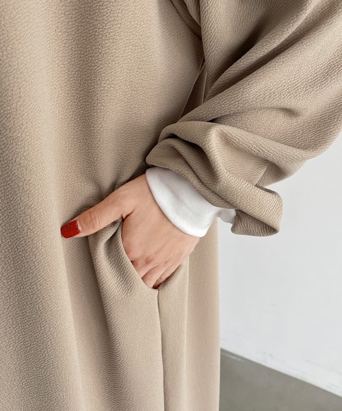 STYLE DELI（スタイルデリ）の「襟付きシボ入りカットソーワンピース（ワンピース・レディース・ブラック/ベージュ・FREE）」の16枚目の写真