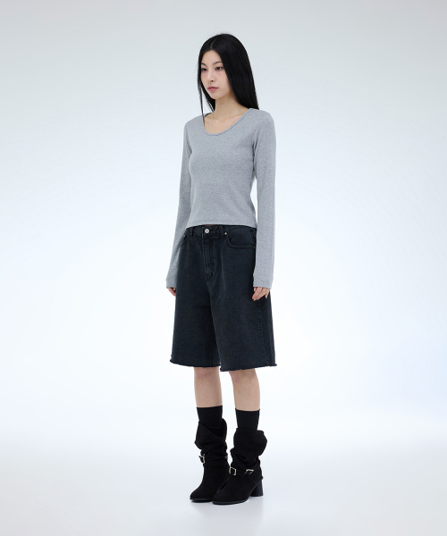 PORTERNA(ポルテナ)の「ESSENTIAL U-NECK T-SHIRT-3COLOR(Tシャツ/カットソー・レディース・ライトグレー/ブラック/ホワイト・OS)」の15枚目の写真