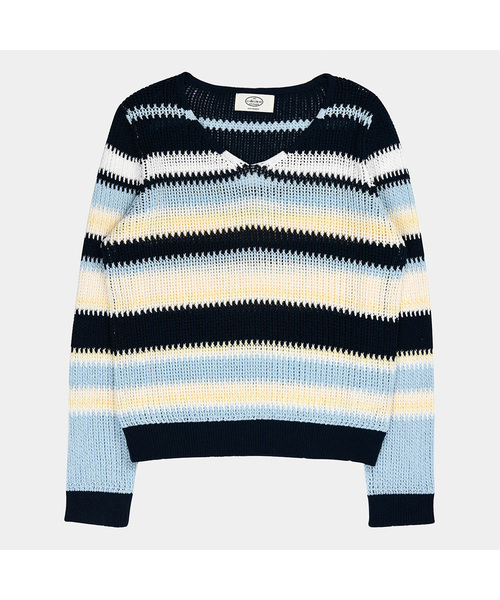 PIGMENT(ピグメント)の「5度メッシュパンチングVネックニット (ZYSW251210)(ニット/セーター・レディース・ネイビー/バイオレット・FREE)」の1枚目の写真