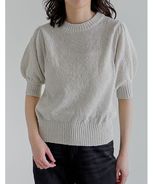 【新品】STUDIOUS フェザーMIXボリュームスリーブニット サマーブークレミックスボリュームスリーブニット（ニット/セーター