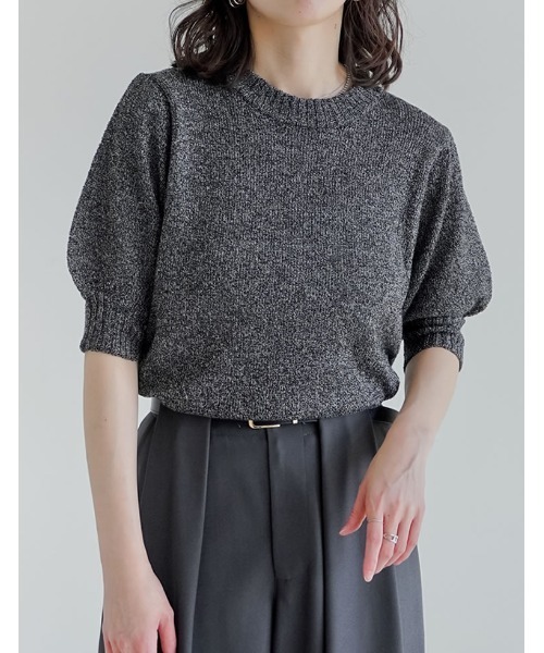 【新品】STUDIOUS フェザーMIXボリュームスリーブニット サマーブークレミックスボリュームスリーブニット（ニット/セーター