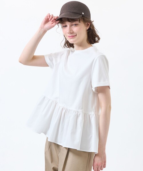MACKINTOSH PHILOSOPHY(マッキントッシュ フィロソフィー)の「ペプラムコンビカットソー(Tシャツ/カットソー・レディース・ブラック/ブルー/チャコールグレー/オフホワイト・38)」の2枚目の写真