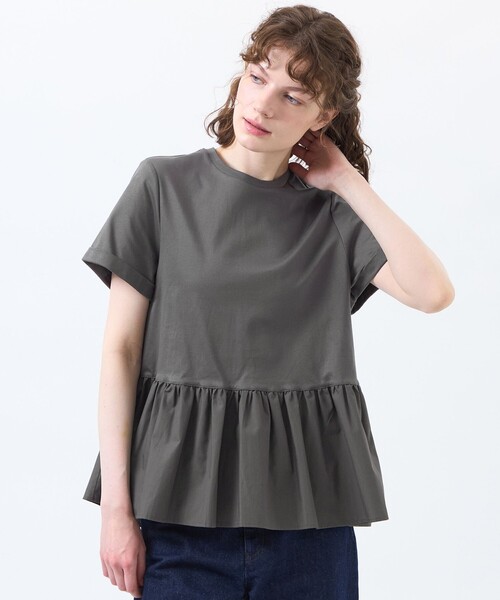 MACKINTOSH PHILOSOPHY(マッキントッシュ フィロソフィー)の「ペプラムコンビカットソー(Tシャツ/カットソー・レディース・ブラック/ブルー/チャコールグレー/オフホワイト・38)」の4枚目の写真
