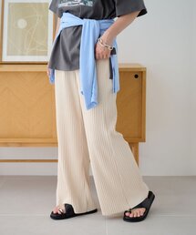 CIAOPANIC TYPY | 【すっきり見え/3サイズ展開】カットプリーツフレアイージーパンツ(スウェットパンツ)