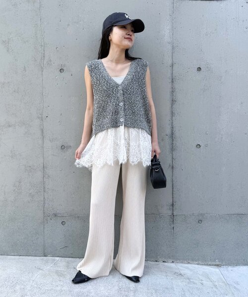 CIAOPANIC TYPY(チャオパニックティピー)の「【すっきり見え/3サイズ展開】カットプリーツフレアイージーパンツ(スウェットパンツ・レディース・ブラウン/ブラック/アイボリー・LARGE/MEDIUM/SMALL)」の20枚目の写真