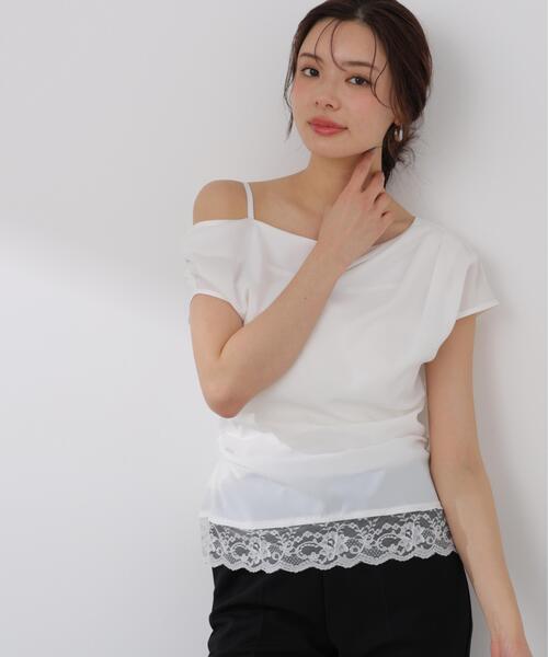 PROPORTION BODY DRESSING(プロポーションボディドレッシング)の「<a>アシメドレープブラウス / 1216119404(シャツ/ブラウス・レディース・ピンク/ホワイト/ダークグレー・MEDIUM/SMALL)」の2枚目の写真