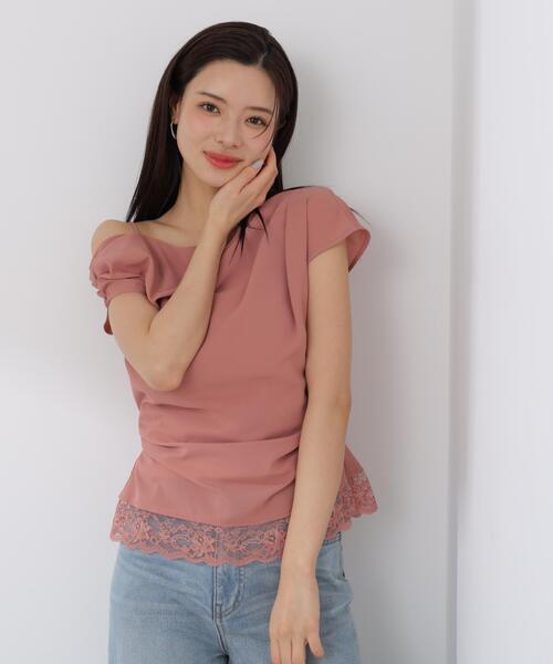 PROPORTION BODY DRESSING(プロポーションボディドレッシング)の「<a>アシメドレープブラウス / 1216119404(シャツ/ブラウス・レディース・ピンク/ホワイト/ダークグレー・MEDIUM/SMALL)」の1枚目の写真