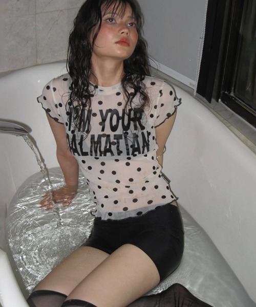 Ritzy(リッツィー)の「Y2K ドットシアーロゴTシャツ(Tシャツ/カットソー・レディース・ブラック/ホワイト・M/L)」の8枚目の写真