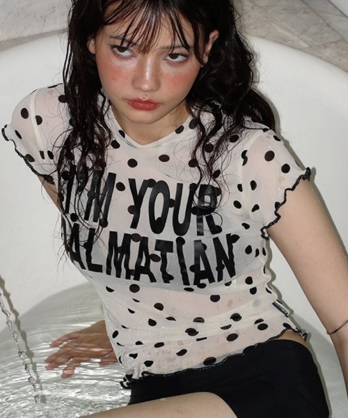 Ritzy(リッツィー)の「Y2K ドットシアーロゴTシャツ(Tシャツ/カットソー・レディース・ブラック/ホワイト・M/L)」の9枚目の写真
