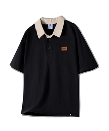 GHOST REPUBLIC（ゴーストリパブリック）の「ラグビーカラー半袖Tシャツ GT-389_ブラック(ブラウン)（Tシャツ/カットソー）」