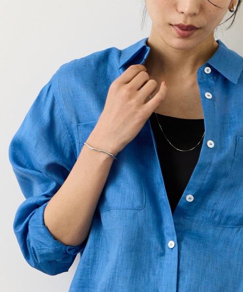 ROPE'(ロペ)の「ウォッシュリネンベーシックシャツ/イージーケア(シャツ/ブラウス・レディース・キャメル/ブルー/ベージュ/カーキ・FREE)」の16枚目の写真