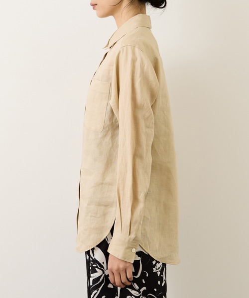 ROPE'(ロペ)の「ウォッシュリネンベーシックシャツ/イージーケア(シャツ/ブラウス・レディース・キャメル/ブルー/ベージュ/カーキ・FREE)」の20枚目の写真
