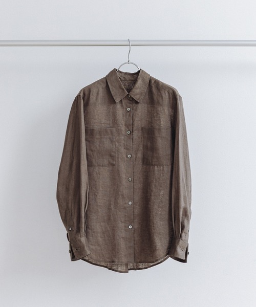 ROPE'(ロペ)の「ウォッシュリネンベーシックシャツ/イージーケア(シャツ/ブラウス・レディース・キャメル/ブルー/ベージュ/カーキ・FREE)」の9枚目の写真
