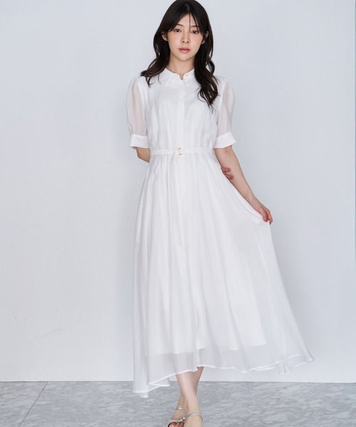 NOELA(ノエラ)の「シアーシャツワンピース(ワンピース・レディース・ライトグリーン/ネイビー/オフホワイト・M/S)」の2枚目の写真