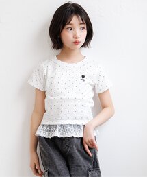 algy | 【puchily プチプラライン】レースドッキングドット半袖Tシャツ(Tシャツ/カットソー)