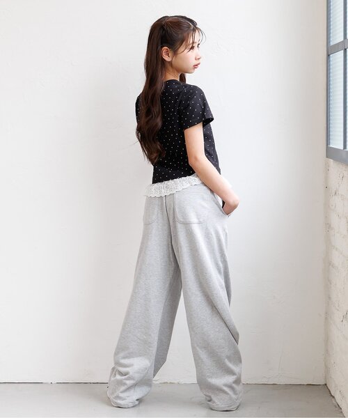 algy(アルジー)の「【puchily プチプラライン】レースドッキングドット半袖Tシャツ(Tシャツ/カットソー・キッズ・オフホワイト/ブラック/ブラウン・160/150/140/130/120)」の15枚目の写真